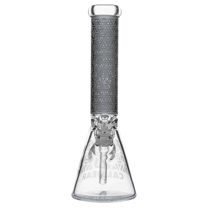Calibear Deep Sandblasted Glass Beaker Bong | 8" & 14" Artistic Water Pipe