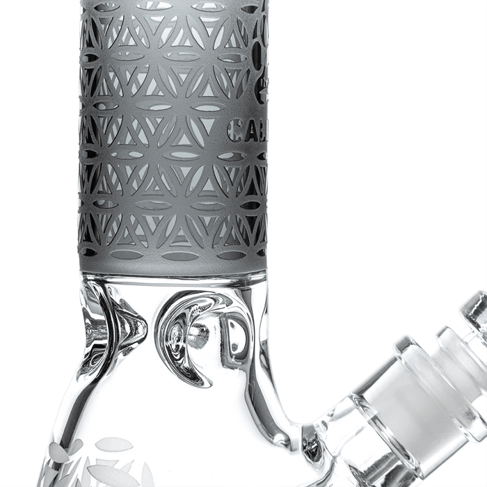 Calibear Deep Sandblasted Glass Beaker Bong | 8" & 14" Artistic Water Pipe