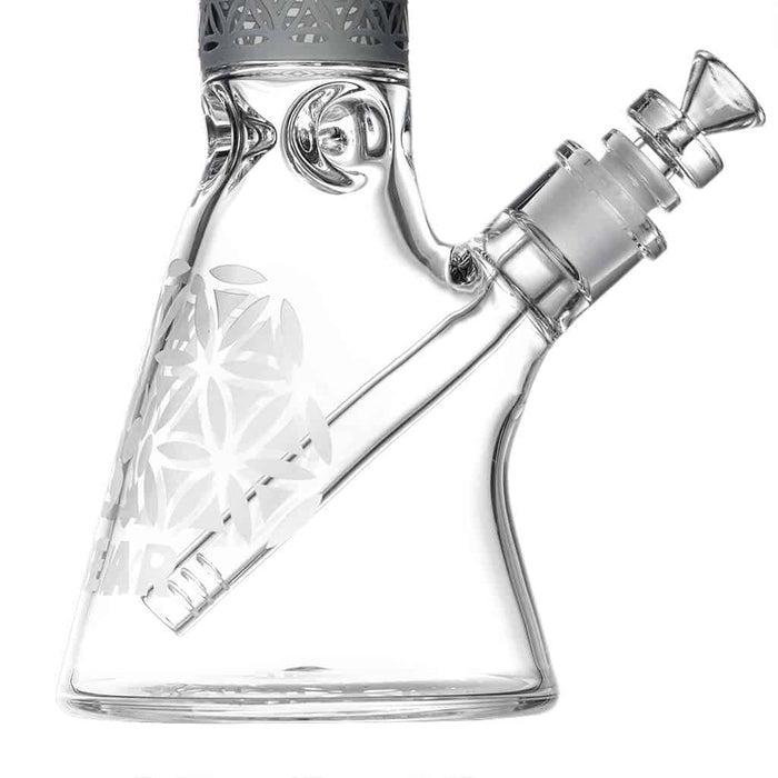 Calibear Deep Sandblasted Glass Beaker Bong | 8" & 14" Artistic Water Pipe