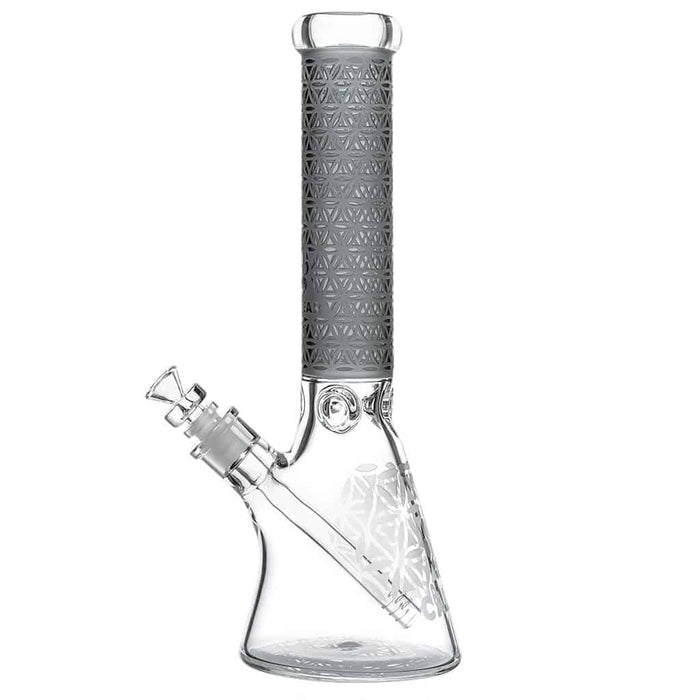 Calibear Deep Sandblasted Glass Beaker Bong | 8" & 14" Artistic Water Pipe
