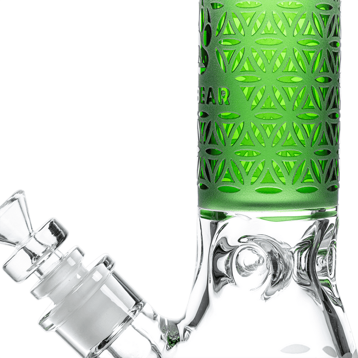 Calibear Deep Sandblasted Glass Beaker Bong | 8" & 14" Artistic Water Pipe