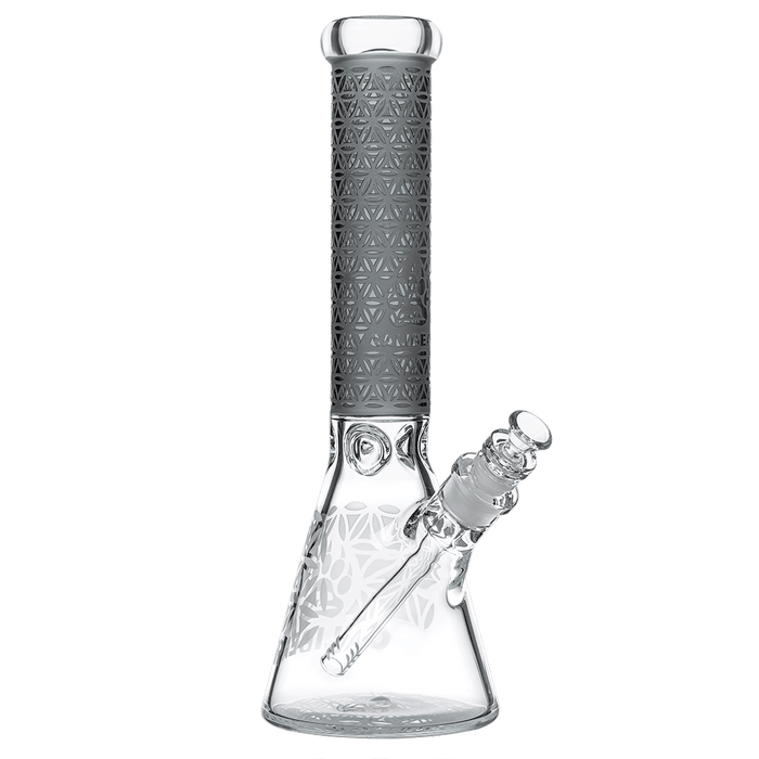 Calibear Deep Sandblasted Glass Beaker Bong | 8" & 14" Artistic Water Pipe