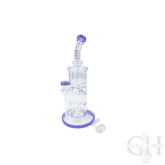 Rock Glass 12" Bent Neck Showerhead Waterpipe