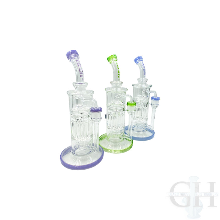 Rock Glass 12" Bent Neck Showerhead Waterpipe