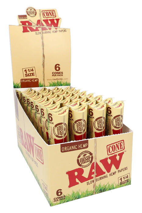 RAW Organic Hemp Cones – 1¼ – 6/Pack – 32-Count Display