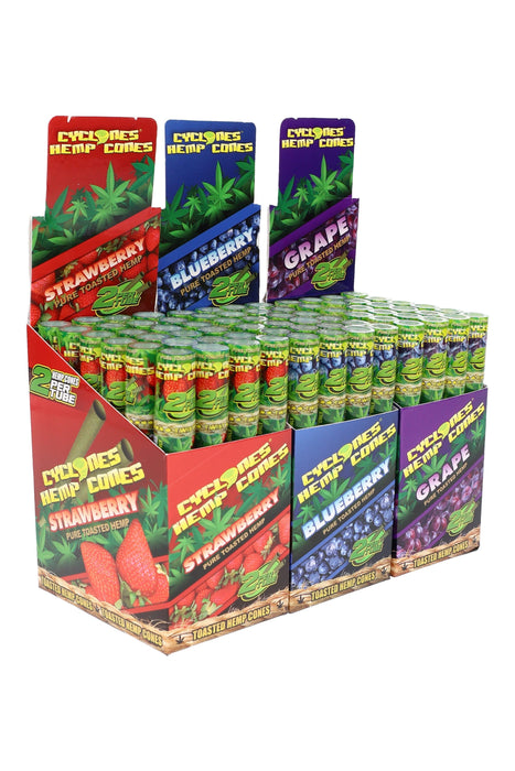 Cyclones 75 mm Hemp Cones – 24-Tube Display – 2/Tube