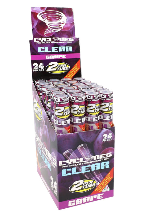 Cyclones Clear King Size Cones Display – 24 Tubes – 2/Tube