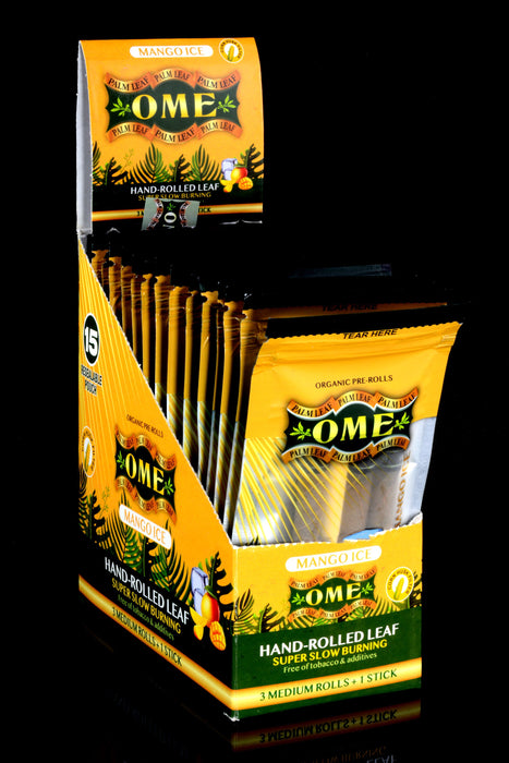 OME Palm Leaf Organic Pre-Rolls Display – 3 Medium Rolls/Pack – 15 Packs