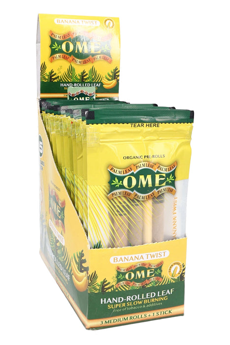 OME Palm Leaf Organic Pre-Rolls Display – 3 Medium Rolls/Pack – 15 Packs