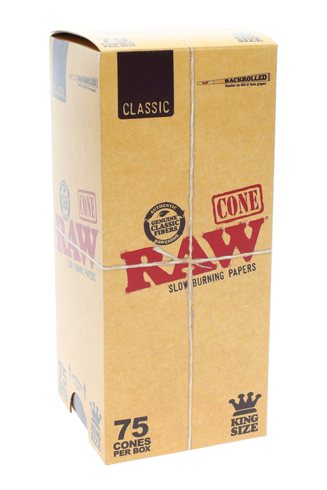 RAW Classic King Size Pre-Rolled Cones – 75-Count Box