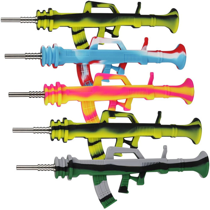 5CT BUNDLE - AK47 Silicone Dab Straw - 9.5" / Assorted Colors