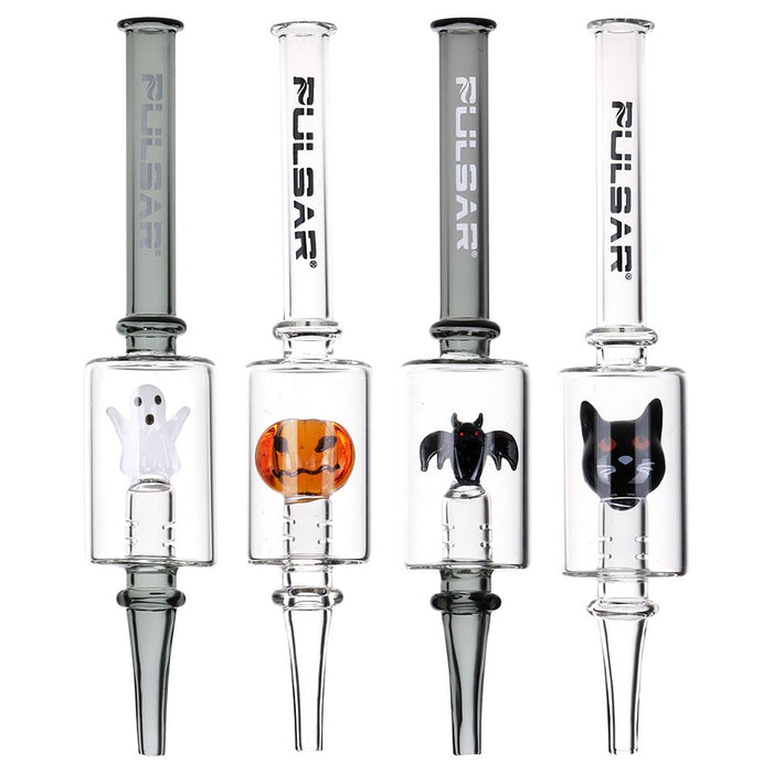 4CT BUNDLE - Pulsar Halloween Glass Dab Straw - 7" / Designs Vary