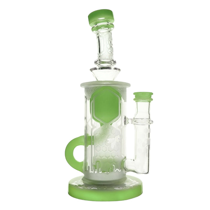 Calibear Sandblasted Klein Recycler Dab Rig with Seed of Life Perc – 8” Glass Rig