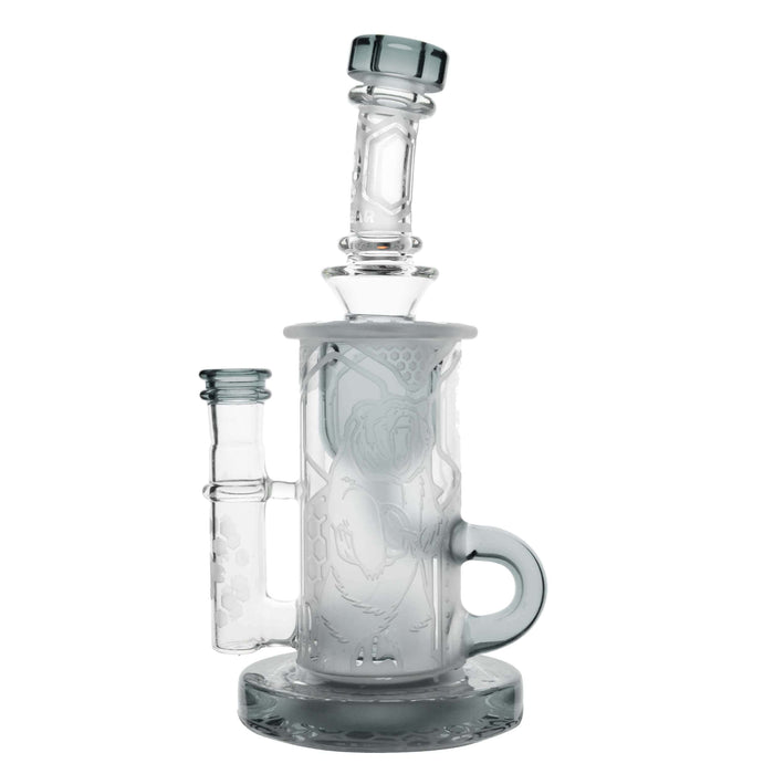 Calibear Sandblasted Klein Recycler Dab Rig with Seed of Life Perc – 8” Glass Rig