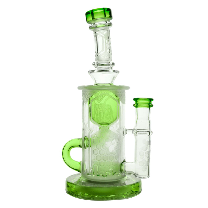 Calibear Sandblasted Klein Recycler Dab Rig with Seed of Life Perc – 8” Glass Rig