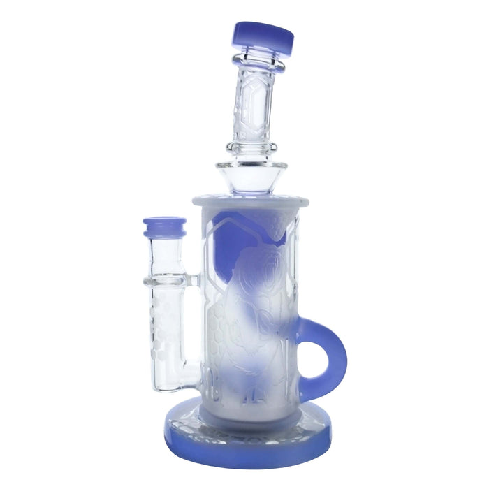 Calibear Sandblasted Klein Recycler Dab Rig with Seed of Life Perc – 8” Glass Rig