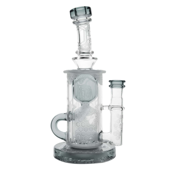 Calibear Sandblasted Klein Recycler Dab Rig with Seed of Life Perc – 8” Glass Rig