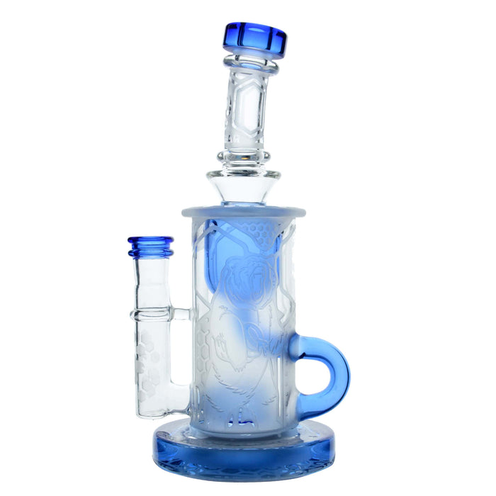 Calibear Sandblasted Klein Recycler Dab Rig with Seed of Life Perc – 8” Glass Rig