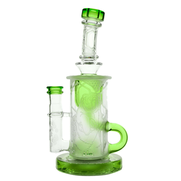 Calibear Sandblasted Klein Recycler Dab Rig with Seed of Life Perc – 8” Glass Rig
