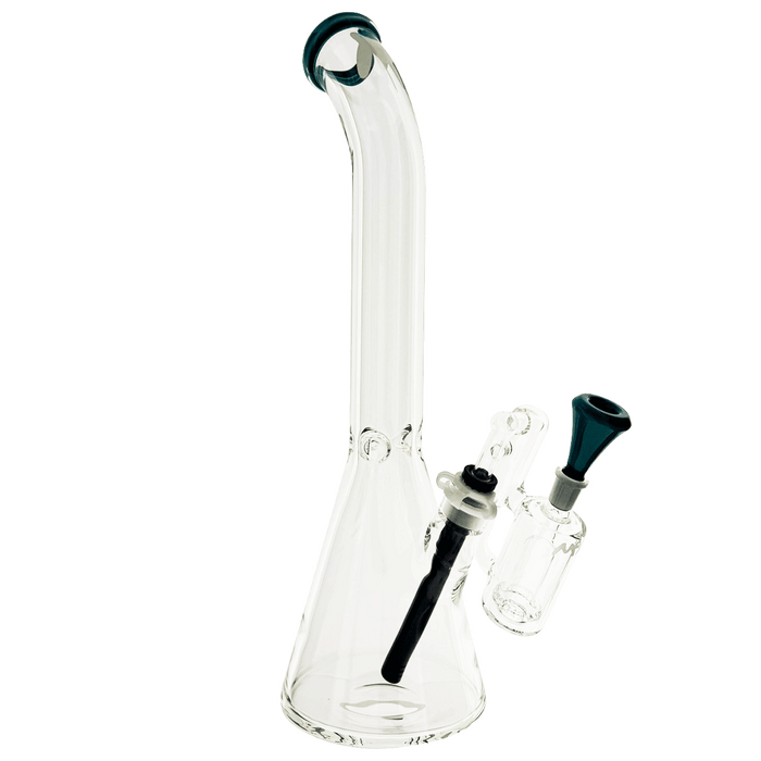 18" x 9mm color top beaker Bong bent neck + Ash Catcher Combo