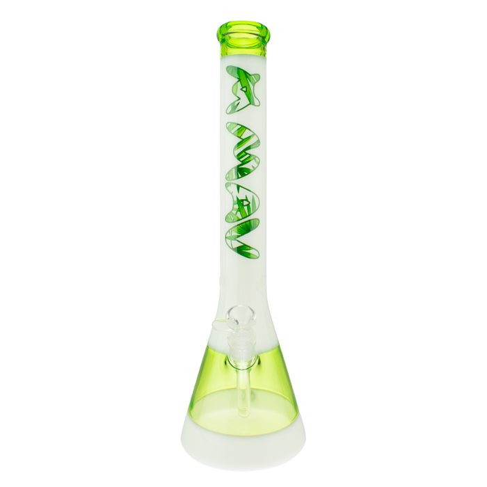 18" Jungle Leaf Ooze & White Beaker Bong