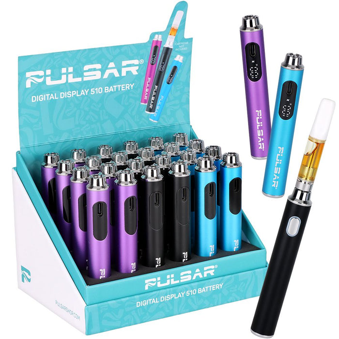 24CT DISPLAY - Pulsar Digital Screen 510 Battery - 650mAh / Solid Color Assortment