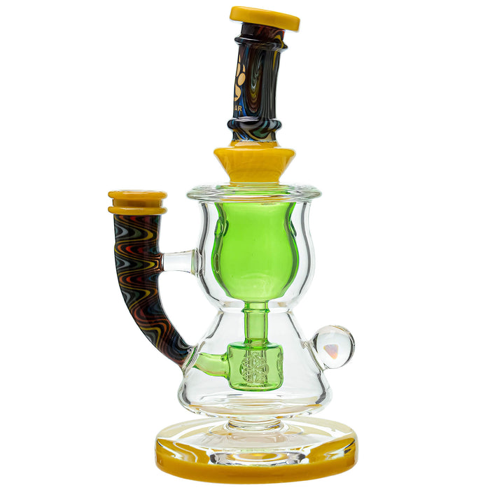 Calibear Wigwag Curvy Torus Incycler Dab Rig – 8" Handcrafted Borosilicate Glass Rig with Torus Chamber & Color Wig Wag Accents