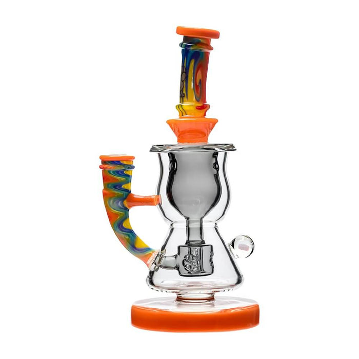 Calibear Wigwag Curvy Torus Incycler Dab Rig – 8" Handcrafted Borosilicate Glass Rig with Torus Chamber & Color Wig Wag Accents