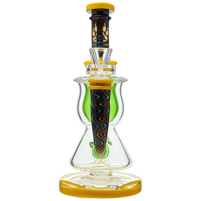 Calibear Wigwag Curvy Torus Incycler Dab Rig – 8" Handcrafted Borosilicate Glass Rig with Torus Chamber & Color Wig Wag Accents