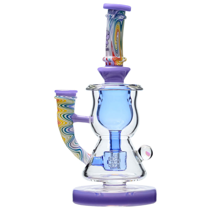 Calibear Wigwag Curvy Torus Incycler Dab Rig – 8" Handcrafted Borosilicate Glass Rig with Torus Chamber & Color Wig Wag Accents