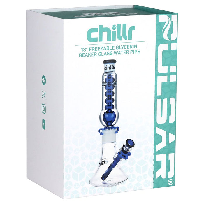 Pulsar Chillr Glycerin Beaker Glass Water Pipe - 13" / 14mm F / Blue