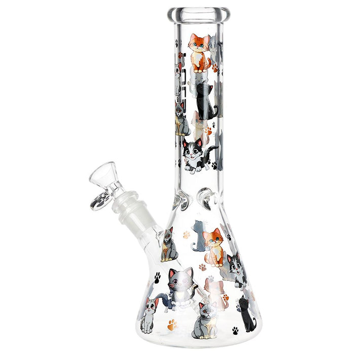 Pulsar Cute Kitties Beaker Glass Water Pipe - 10" / 14mm F