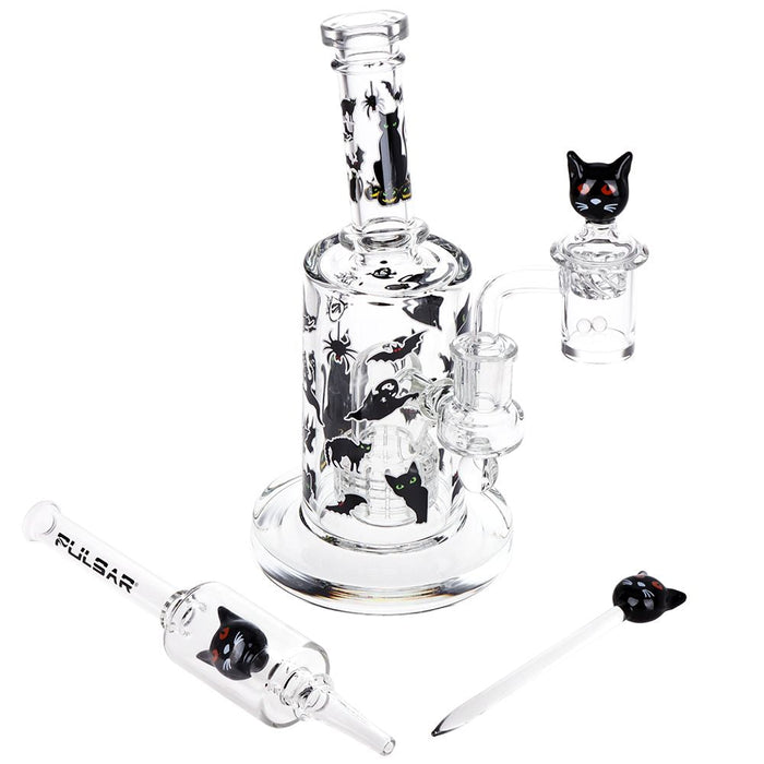 Pulsar Superstitious Kitty Glass Dab Rig Set - 8" / 14mm F