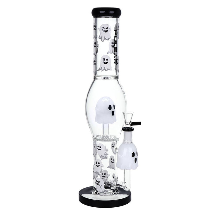 Pulsar Glow In the Dark "Ghosty" Glass Water Pipe - 15.25" / 14mm F