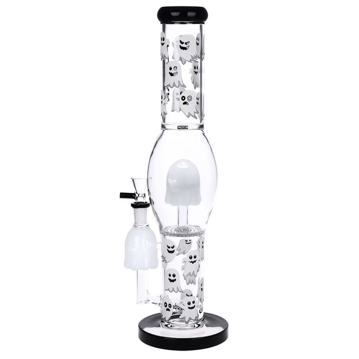 Pulsar Glow In the Dark "Ghosty" Glass Water Pipe - 15.25" / 14mm F