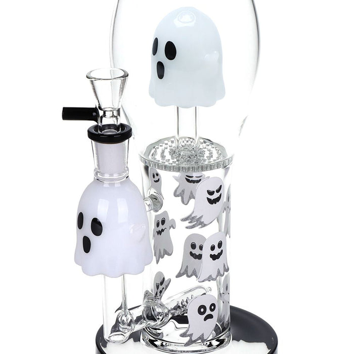 Pulsar Glow In the Dark "Ghosty" Glass Water Pipe - 15.25" / 14mm F