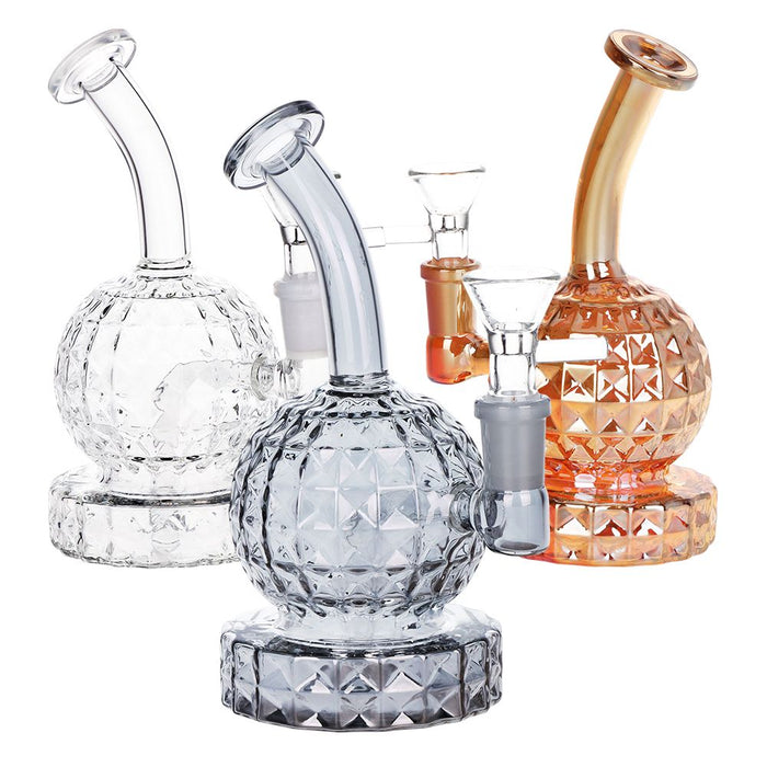 3CT BUNDLE - Diamond Cut Water Pipe - 6.25" / 14mm F / Assorted Colors