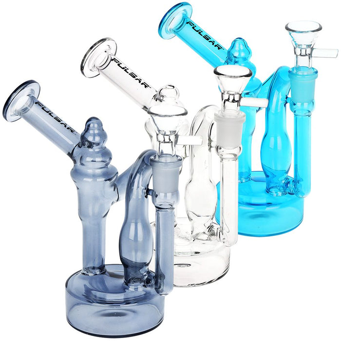 3CT BUNDLE - Pulsar Upside Down Recycler Water Pipe - 6" /14mm F / Assorted Colors