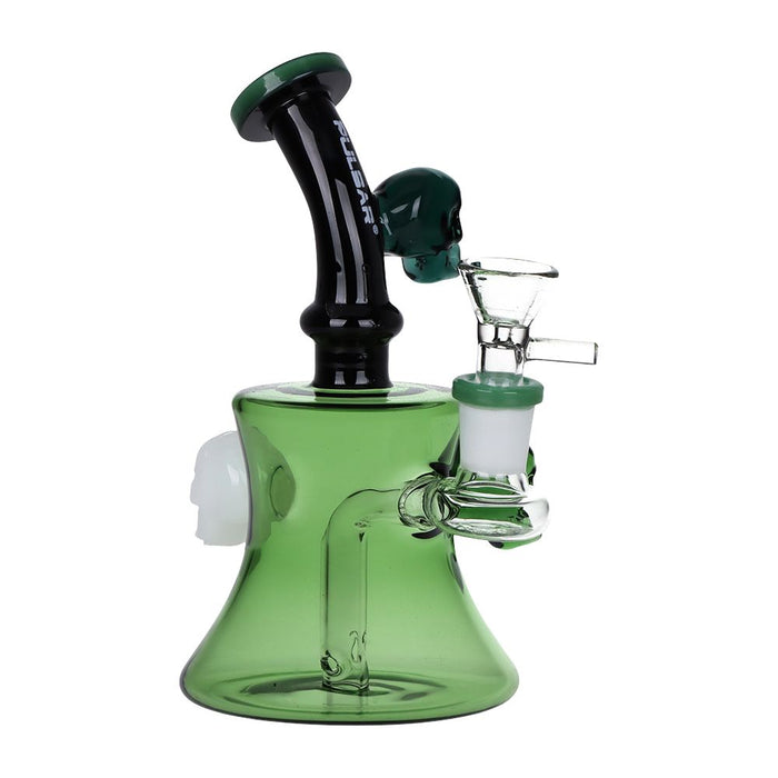 Pulsar Tri-Tone Gaggle of Skulls Hour-Glass Water Pipe - 6.5" / 14mm F