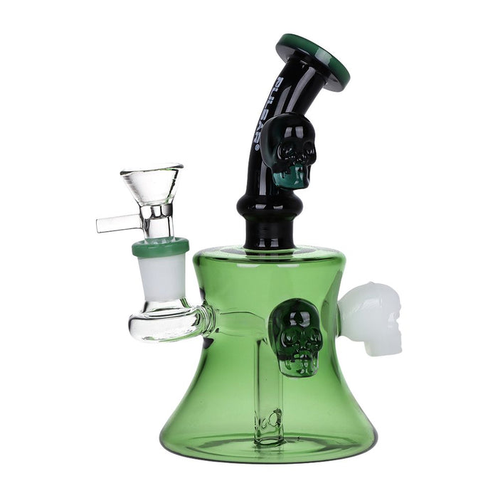 Pulsar Tri-Tone Gaggle of Skulls Hour-Glass Water Pipe - 6.5" / 14mm F
