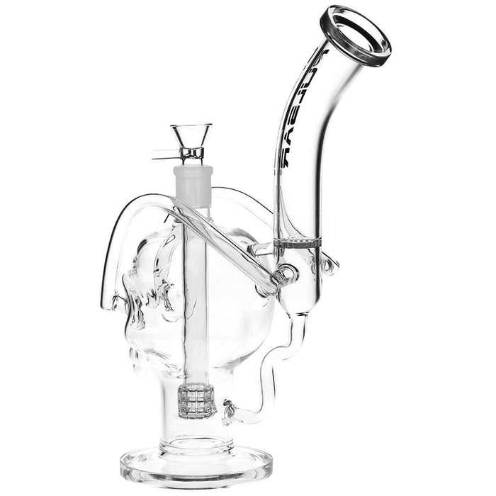 Pulsar Skull Eyes Recycler Glass Water Pipe - 12.5" / 19mm F / Clear