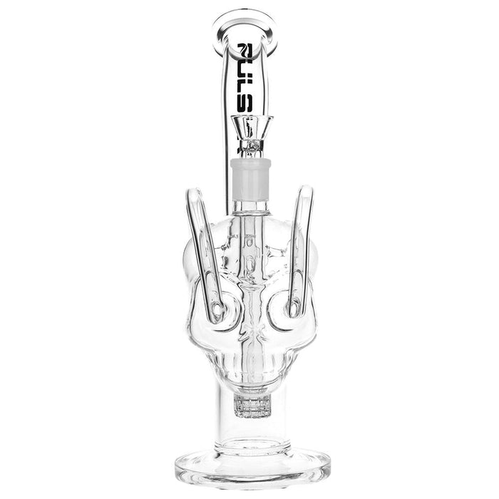 Pulsar Skull Eyes Recycler Glass Water Pipe - 12.5" / 19mm F / Clear