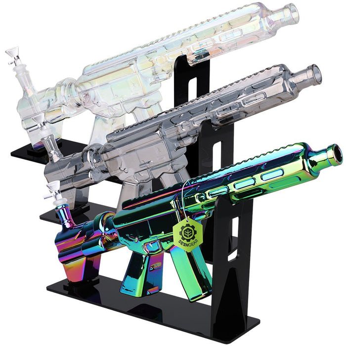 SeshGear M4 Carbine Machine Gun Glass Water Pipe w/ Stand - 20.25" / 14mm F / Colors Vary
