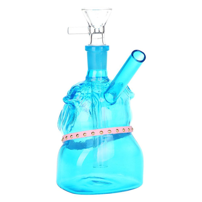 2CT BUNDLE - SeshGear English Bulldog Glass Water Pipe - 5" / 14mm F / Blue, Amber