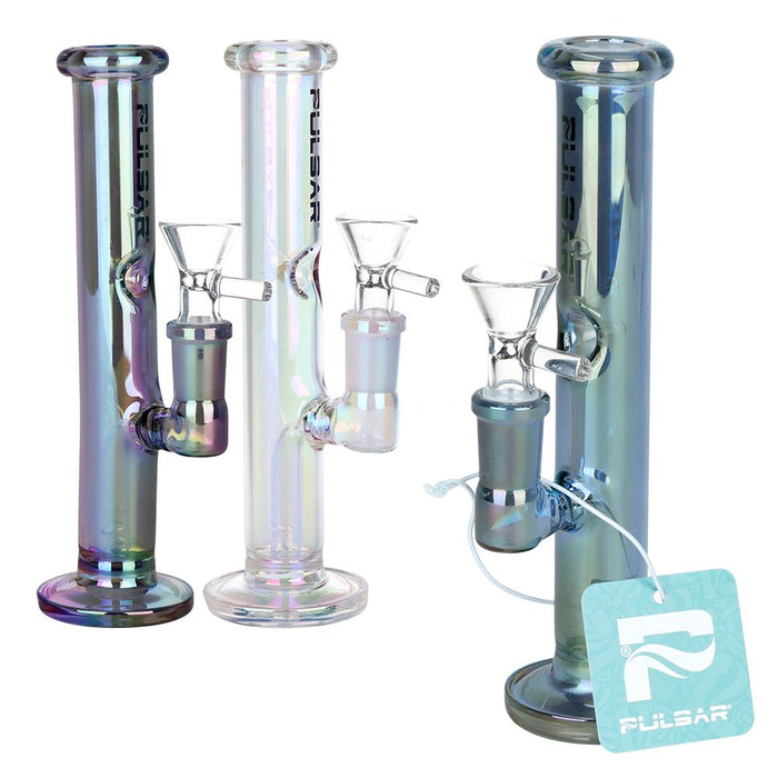 3CT BUNDLE - Pulsar Mini Straight Tube Glass Water Pipe - 7" / 14mm F