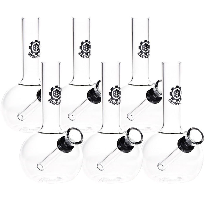 6CT BUNDLE - SeshGear Round Glass Water Pipe - 5" / Clear