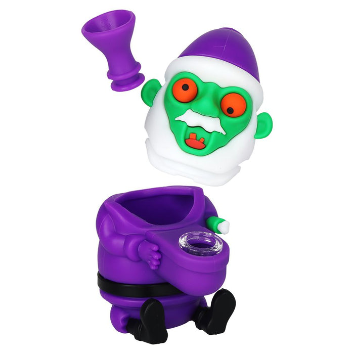 3CT BUNDLE - SeshGear Trippy Santa Silicone/Glass Water Pipe - 5.75" / Assorted Colors