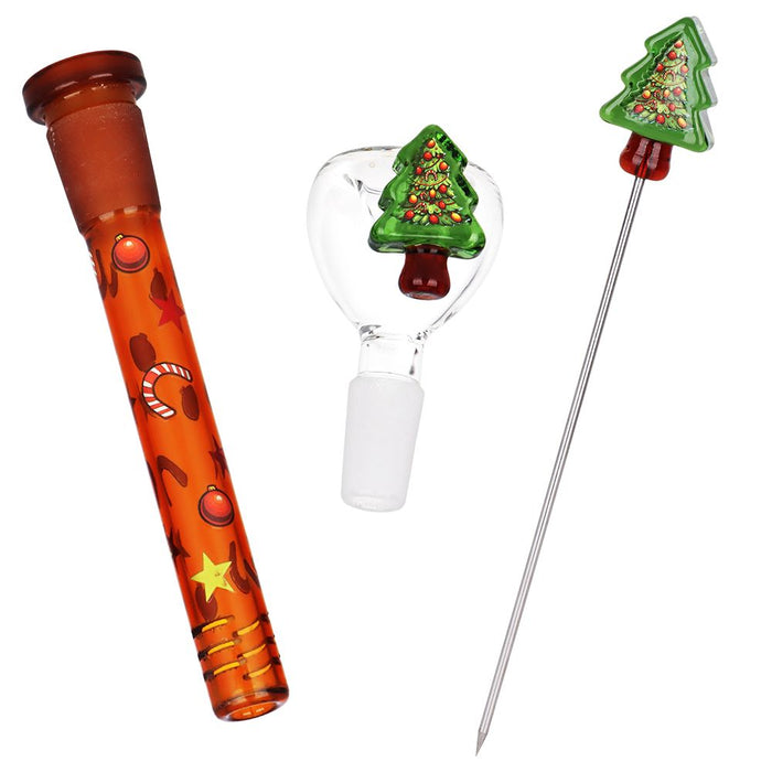 Pulsar Christmas Tree Herb Pipe Duo - 10" / 14mm F