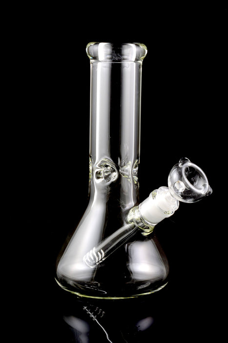 Clear 9 mm Thick Glass Beaker Bong “Brick House” – Ice Pinch – 10″