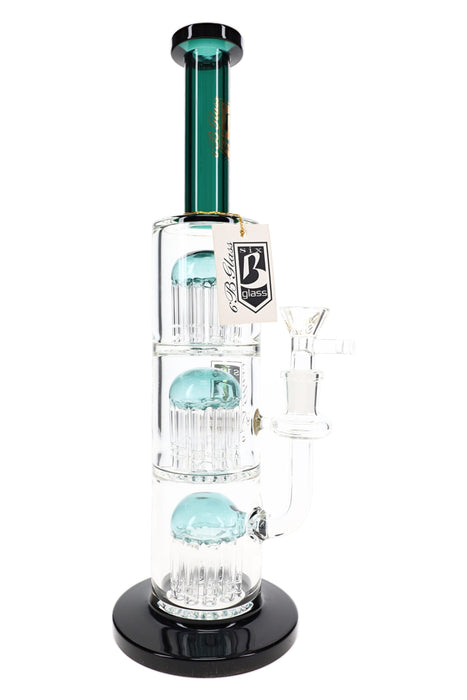 6B Glass Triple Tree Stemless Glass Bong – 12½″ – Assorted Colors